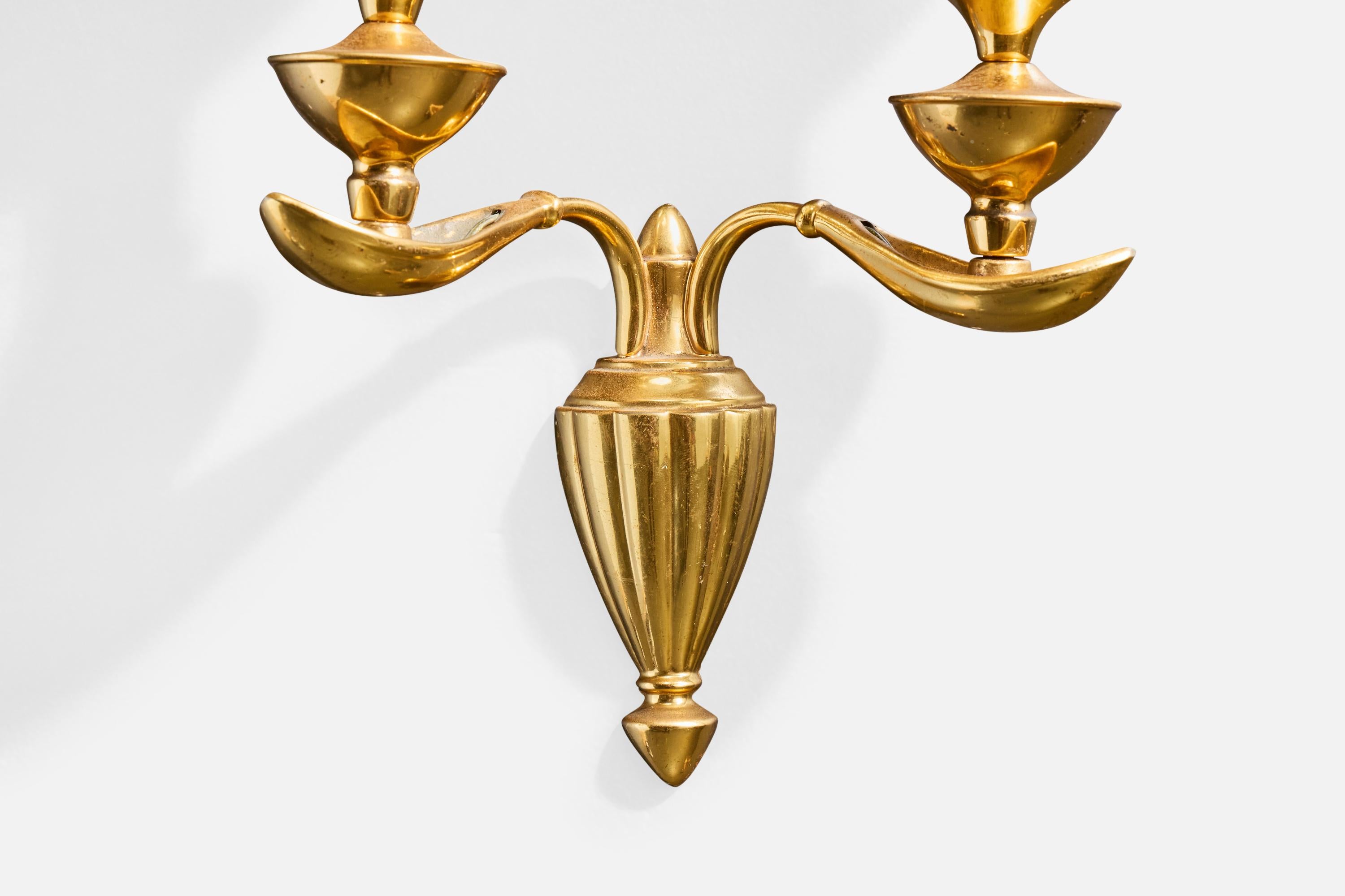 Metà XX secolo Designer italiano, Luci da parete, Ottone, Metallo, Fabrice, Italia, anni 50 in vendita