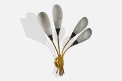Italienische Designerin, Wandleuchten, Messing, Metall, Glas, Italien, 1950er Jahre