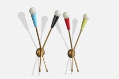 Italian Designer, Wall Lights, Brass, Metal, Italy, 1950s