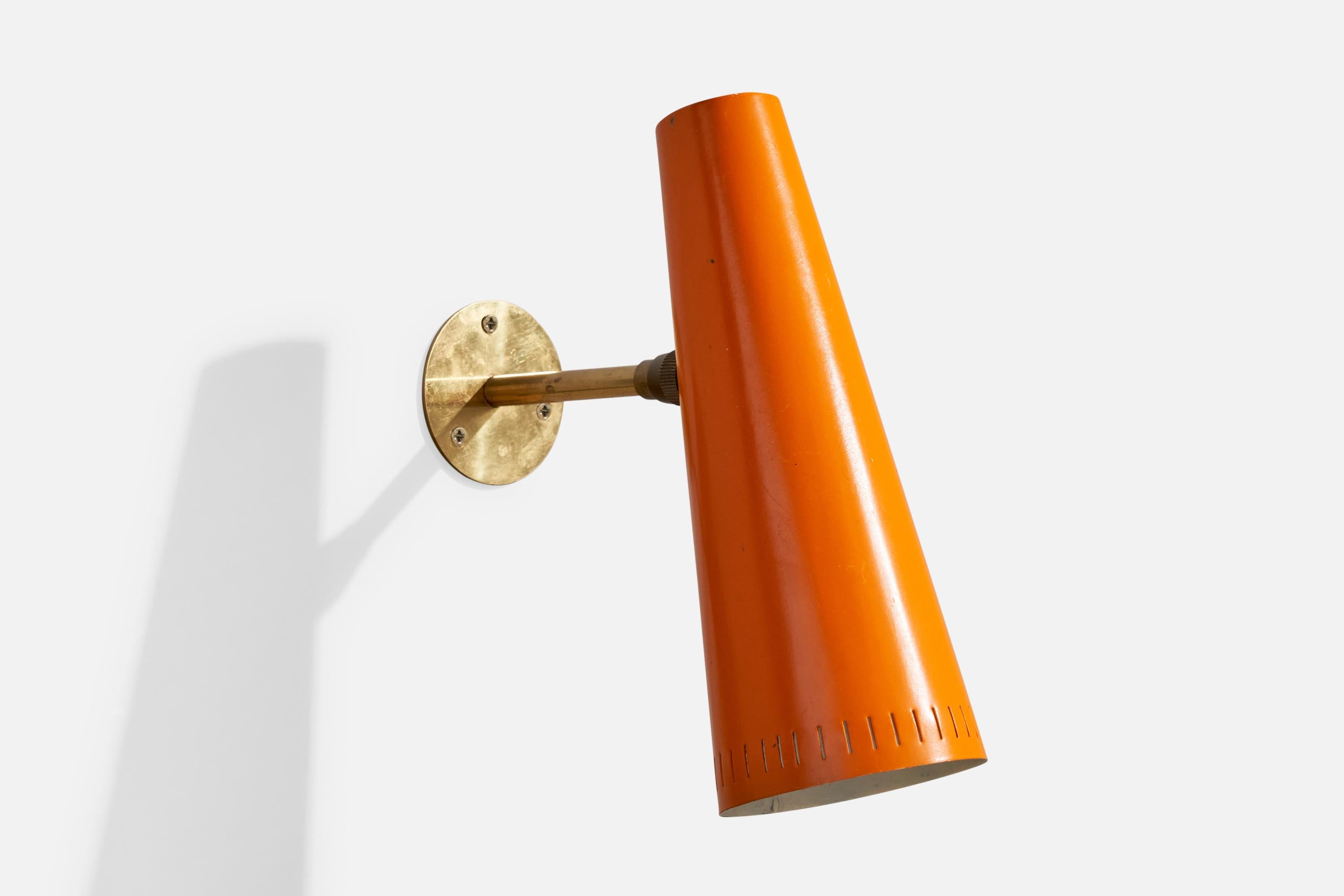 Mid-20th Century Italian Designer, Wall Lights, Brass, Metal, Italy, 1950s For Sale