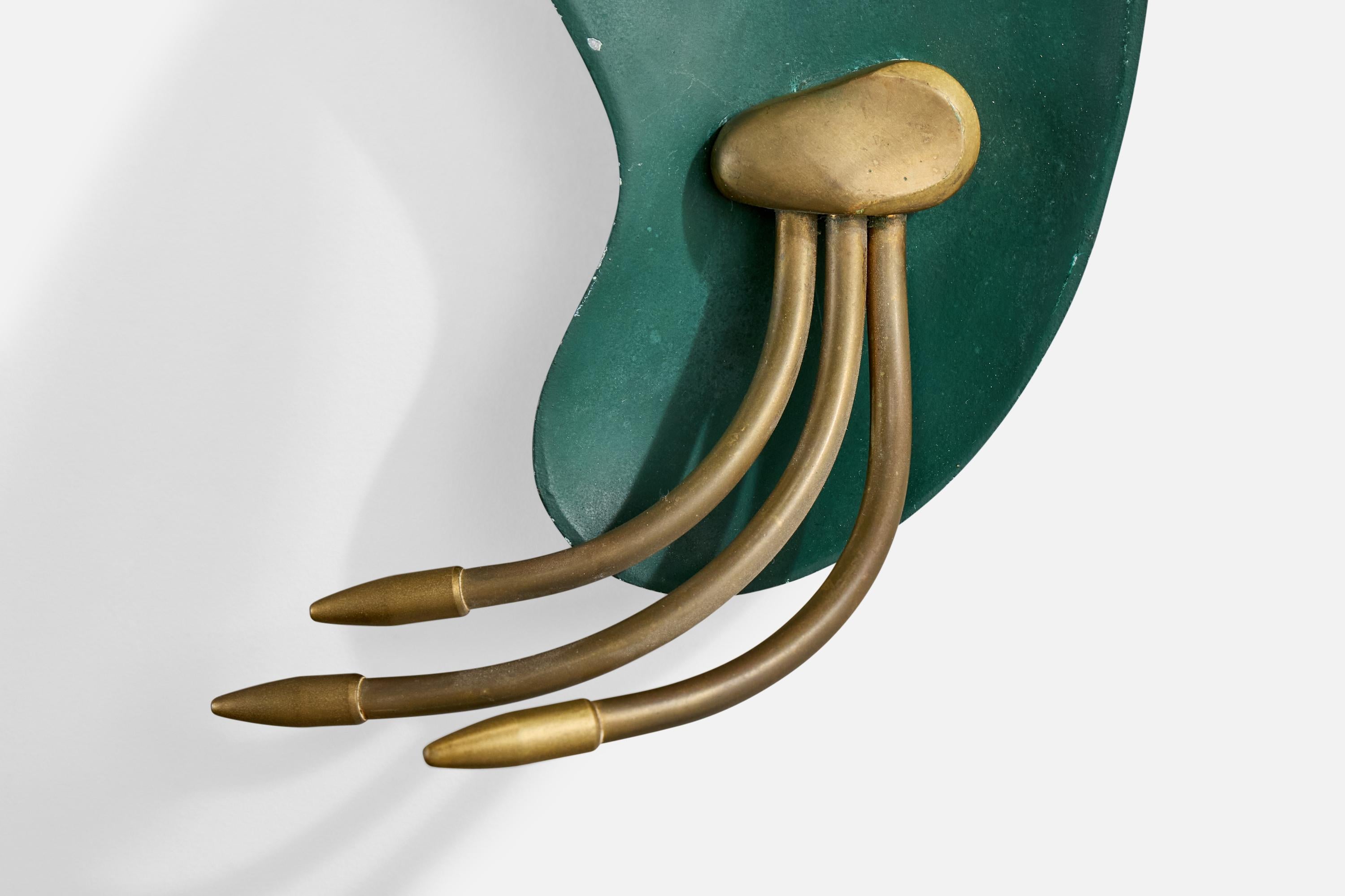 Italian Designer, Wall Lights, Brass, Metal, Italy, 1950s For Sale 1
