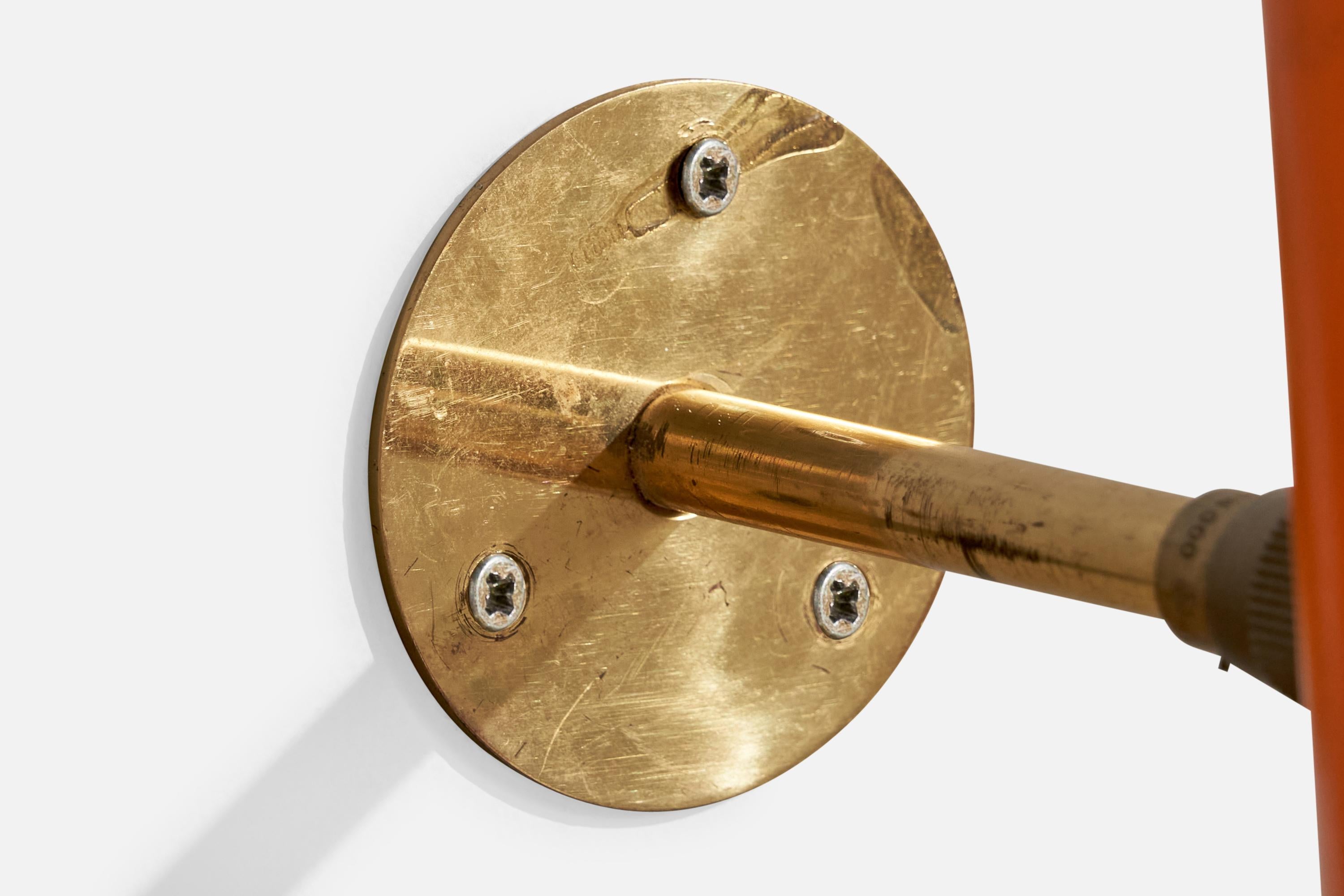 Italian Designer, Wall Lights, Brass, Metal, Italy, 1950s For Sale 3