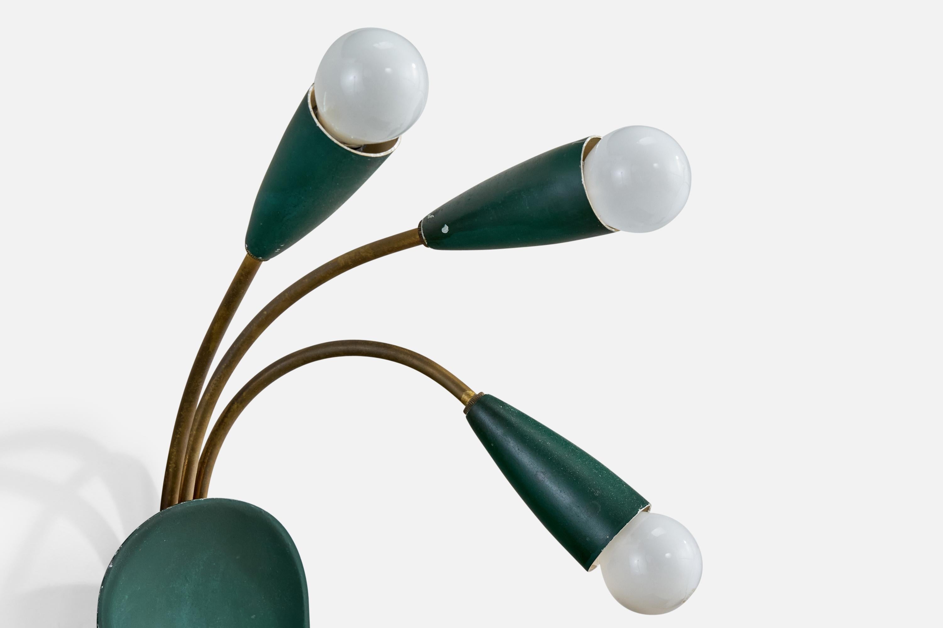 Italian Designer, Wall Lights, Brass, Metal, Italy, 1950s For Sale 3