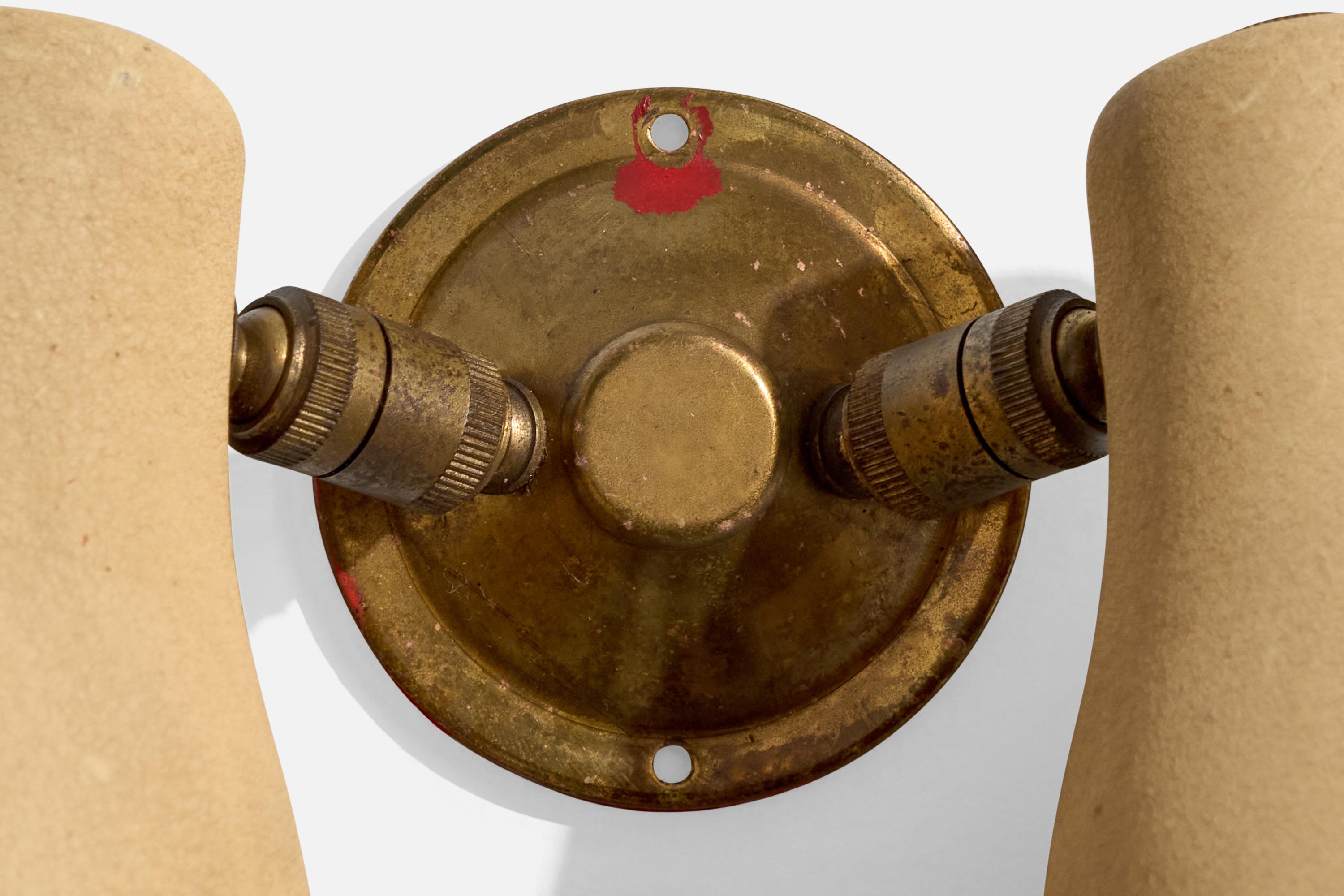 Italian Designer, Wall Lights, Brass, Metal, Italy, 1950s For Sale 5