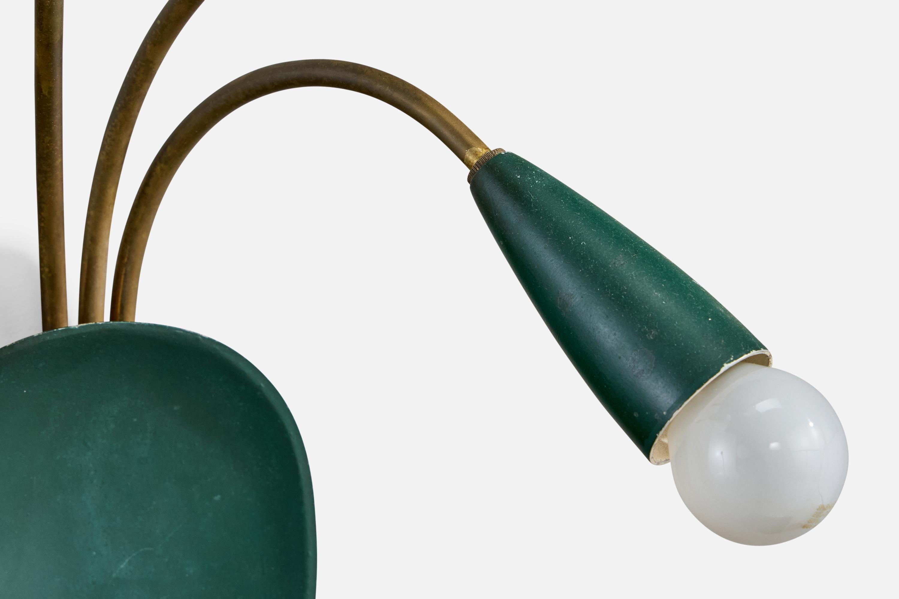 Italian Designer, Wall Lights, Brass, Metal, Italy, 1950s For Sale 4
