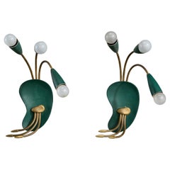 Diseñador italiano, Apliques, Latón, Metal, Italia, Años 50