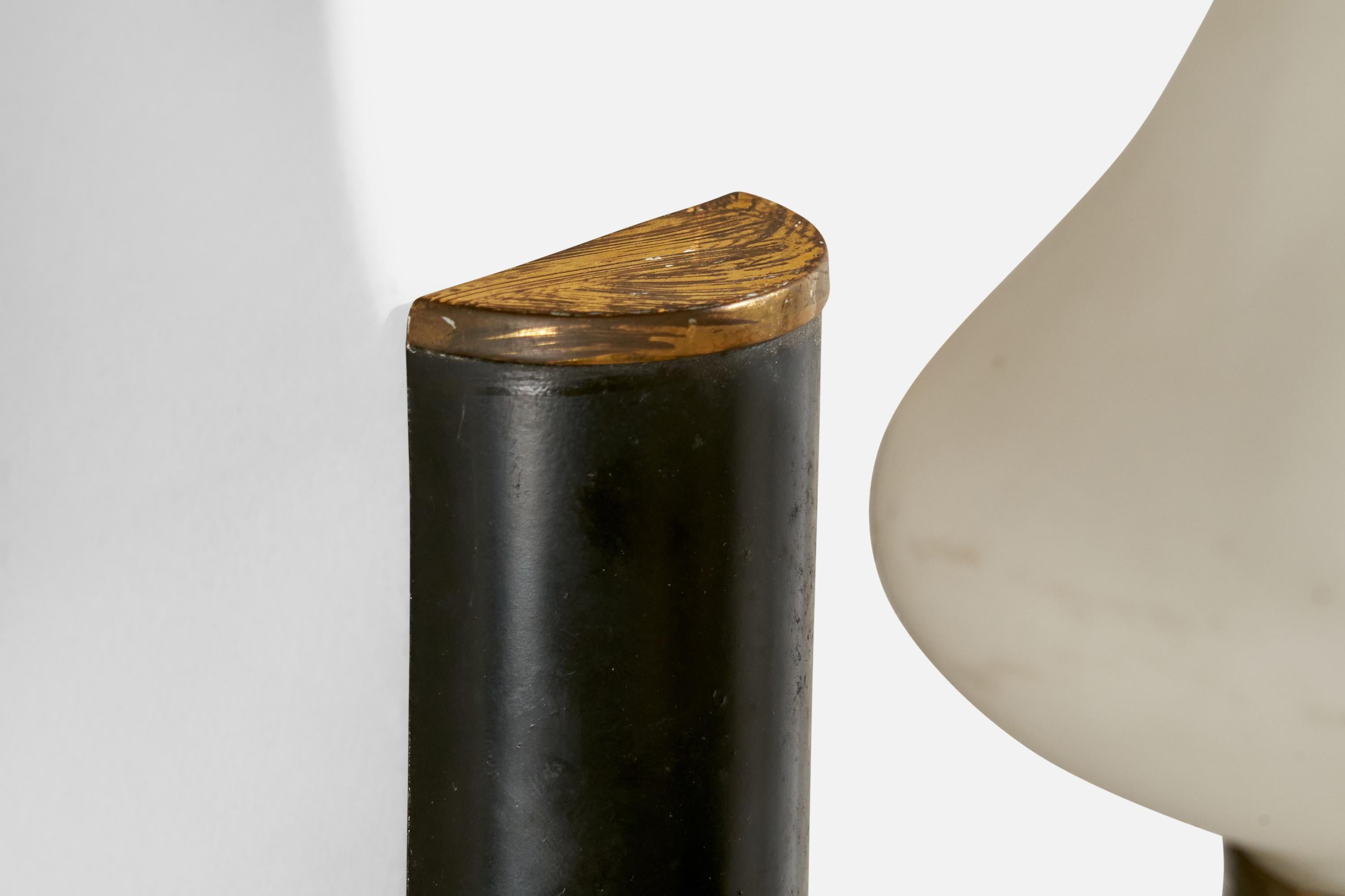 Designer italiano, Luci da parete, Ottone, Metallo, Teak, Vetro, Italia, anni '50 1