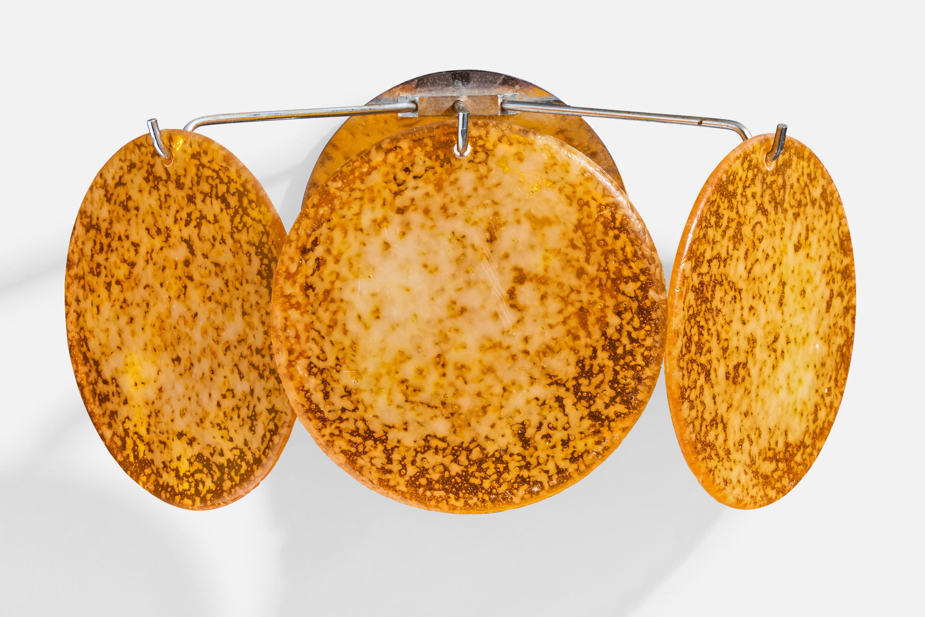 Italian Designer, Wall Lights, Chrome, Resin, Italy, 1960s In Fair Condition For Sale In High Point, NC