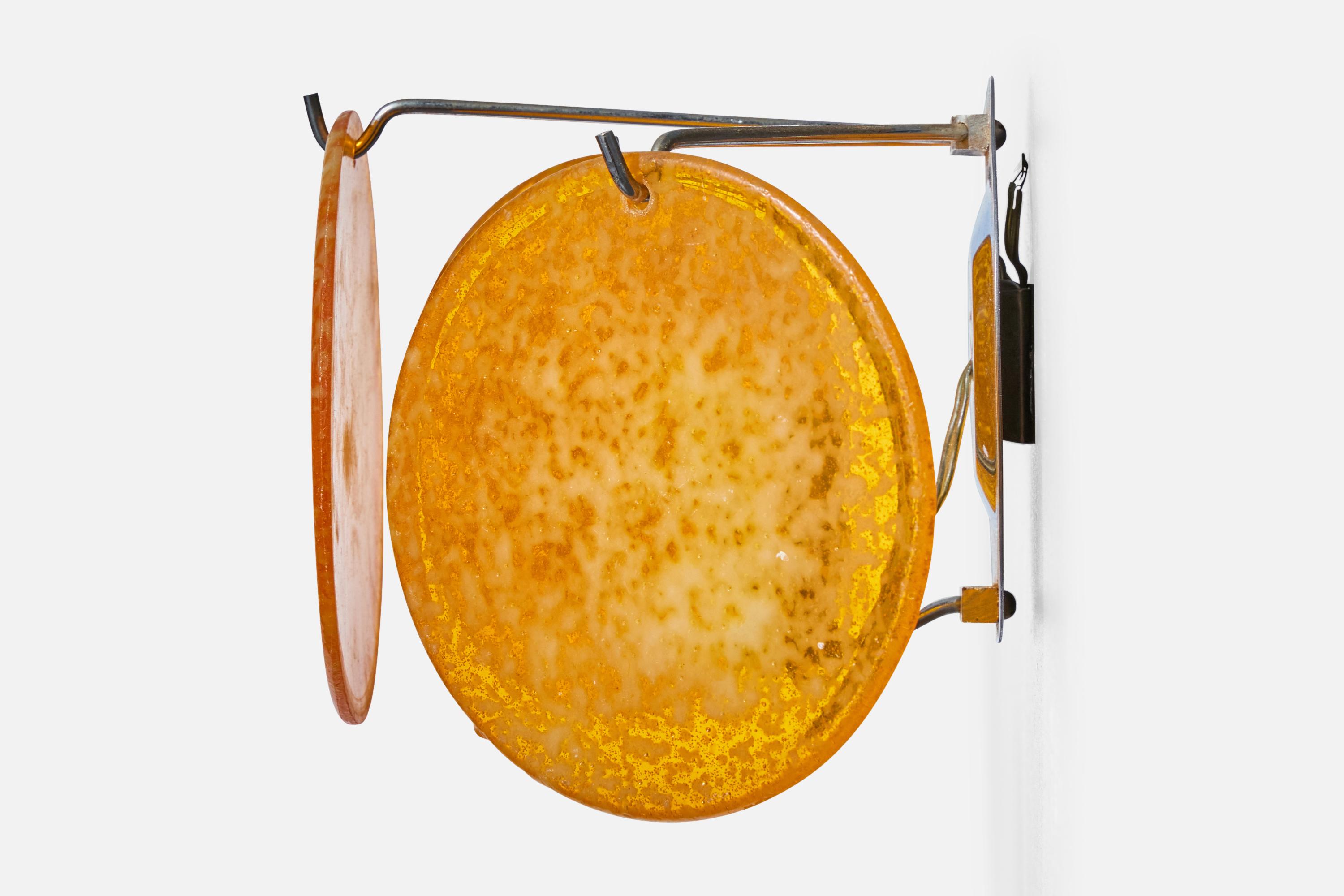 Italian Designer, Wall Lights, Chrome, Resin, Italy, 1960s For Sale 1