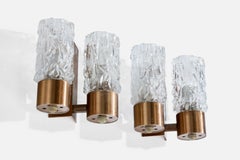 Italian Designer, Wall Lights, Copper, Glass, Italy, 1960s