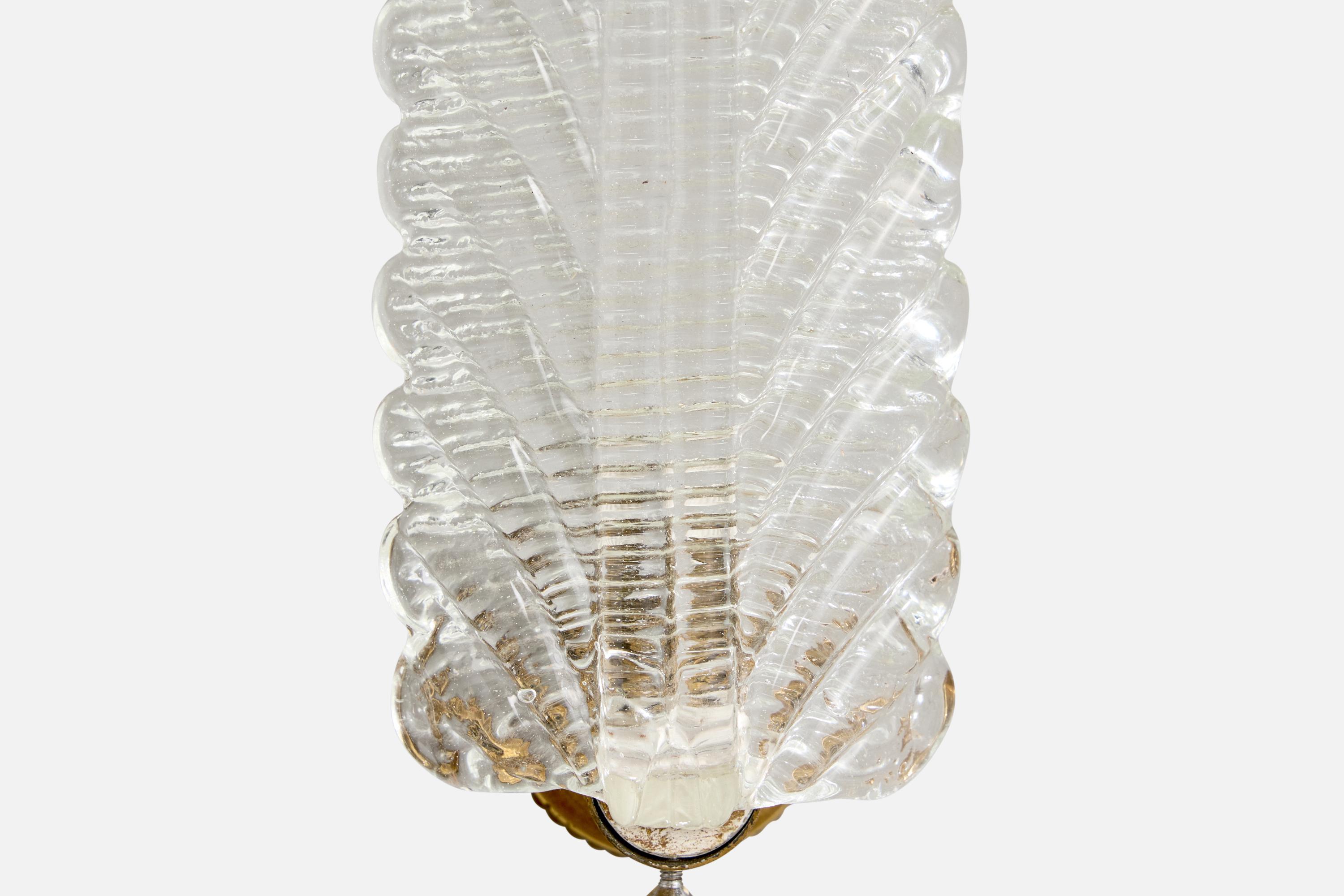 Designer italien, appliques, verre, laiton, Italie, années 1940 en vente 5