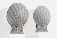 Designer italiano, lampade da parete, vetro, ottone, Italia, anni '40