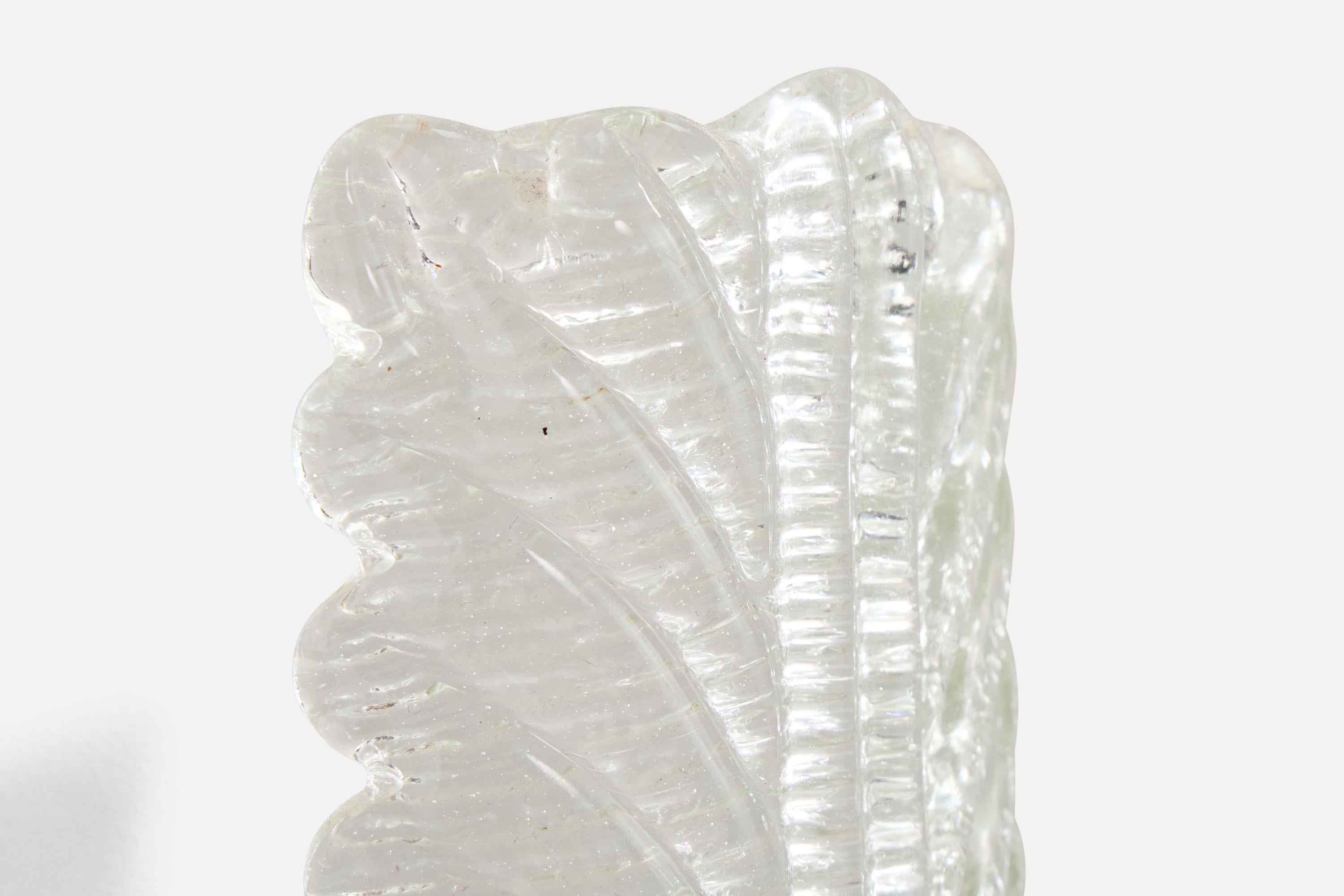 Designer italien, appliques, verre, laiton, Italie, années 1940 en vente 3