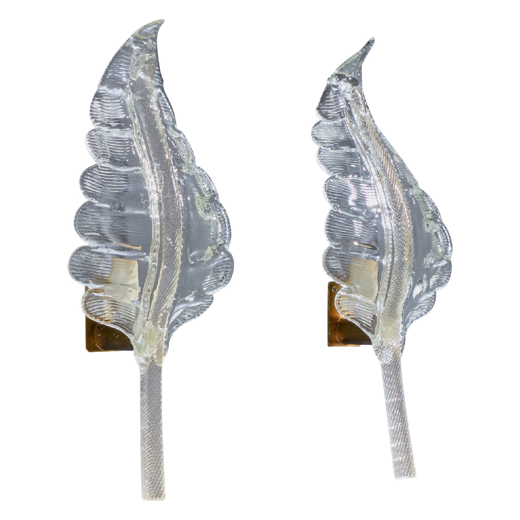 Designer italien, appliques, verre, laiton, Italie, années 1940