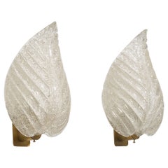 Designer italiano, lampade da parete, vetro, ottone, Italia, anni '40