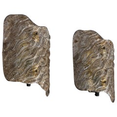 Italian Designer, Wall Lights, Glass, Brass, Italy, 1960s