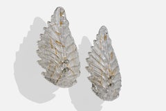 Italian Designer, Wall Lights, Glass, Metal, Italy, 1990s