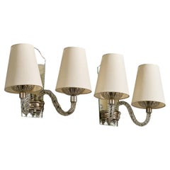 Designer italiano, lampade da parete, vetro, specchio, metallo, tessuto, Italia, anni '60