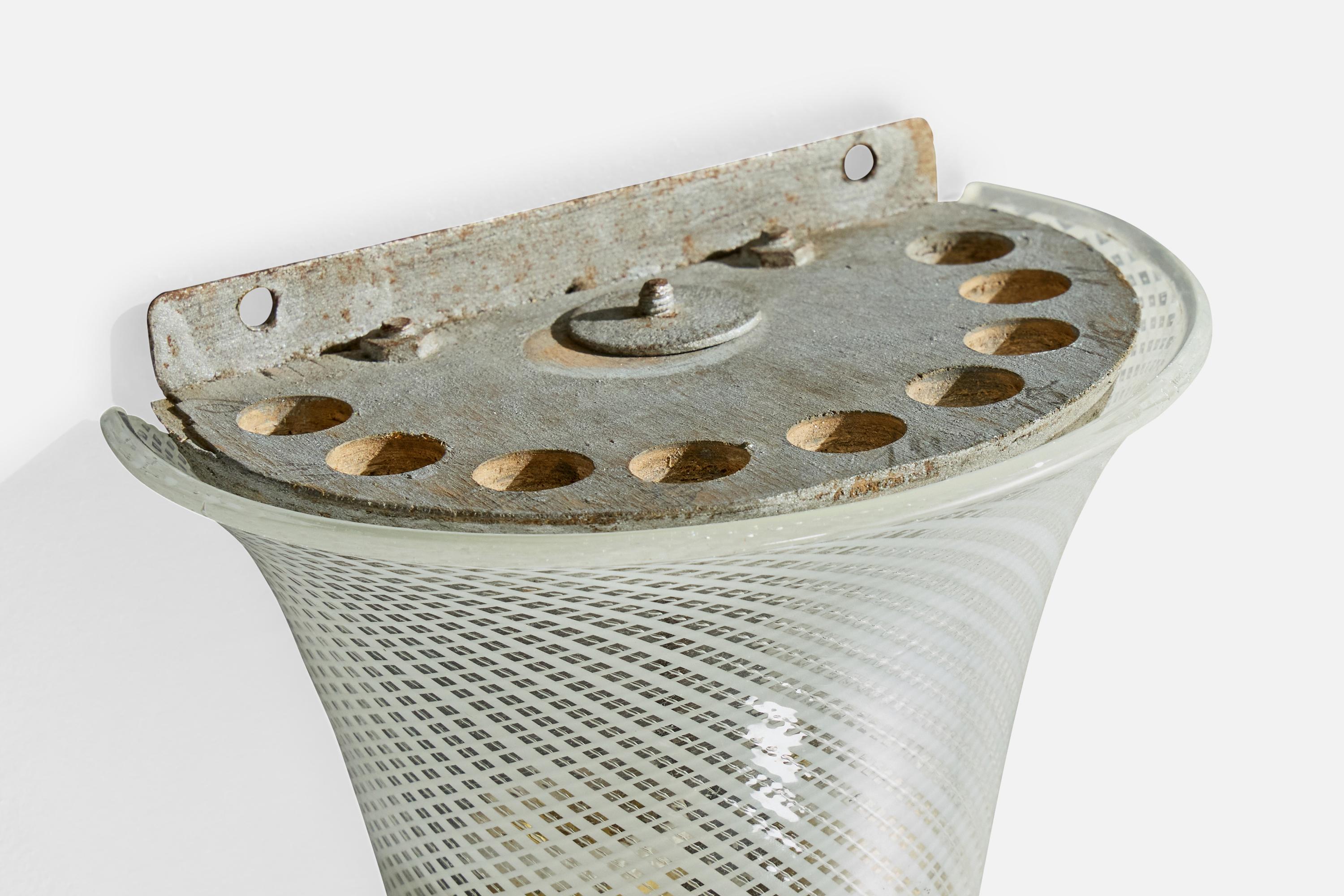 Designer italien, appliques murales, verre, Wood, Italie, années 1940 en vente 1