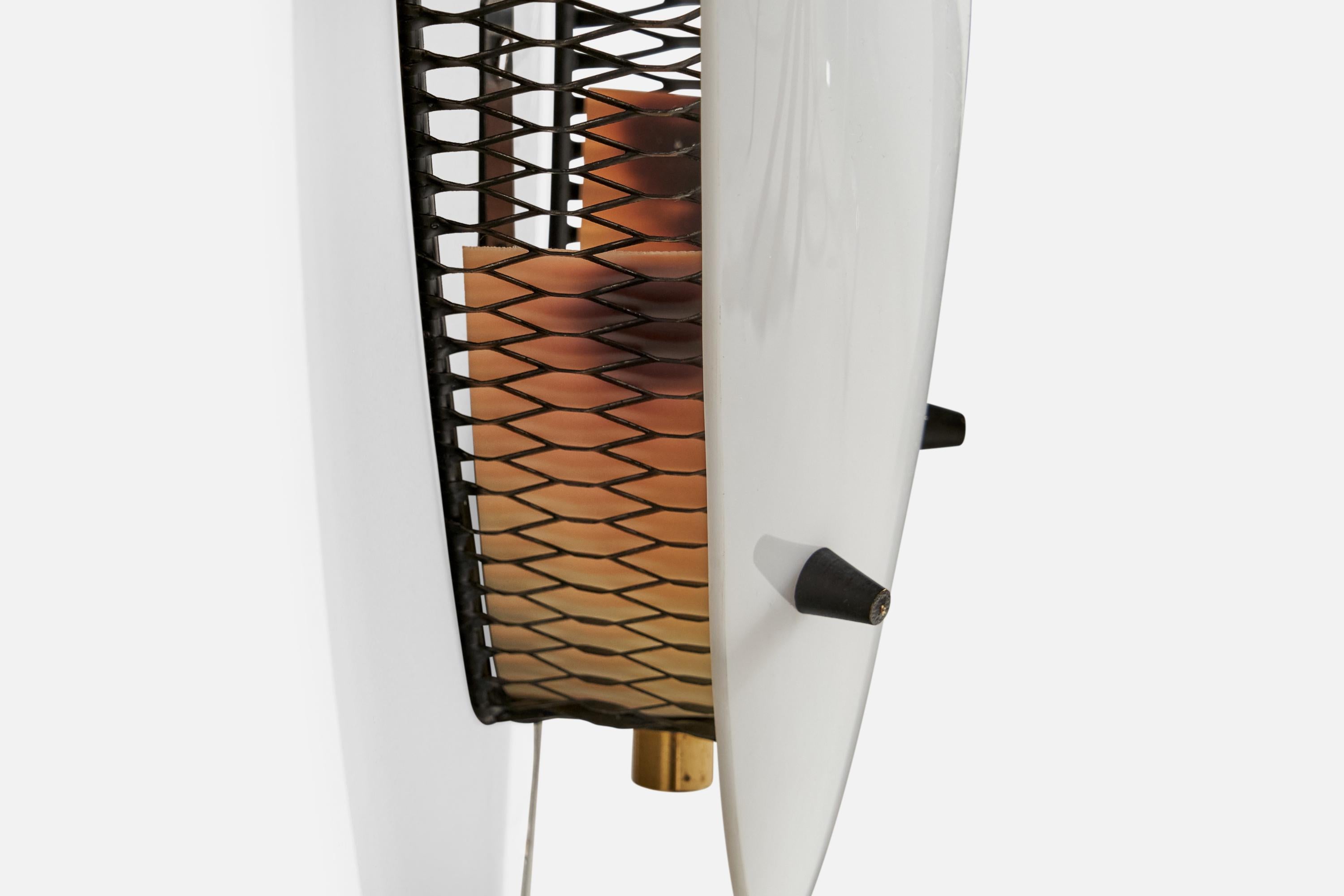 Mid-20th Century Italian Designer, Wall Lights, Metal, Acrylic, Italy, 1960s For Sale