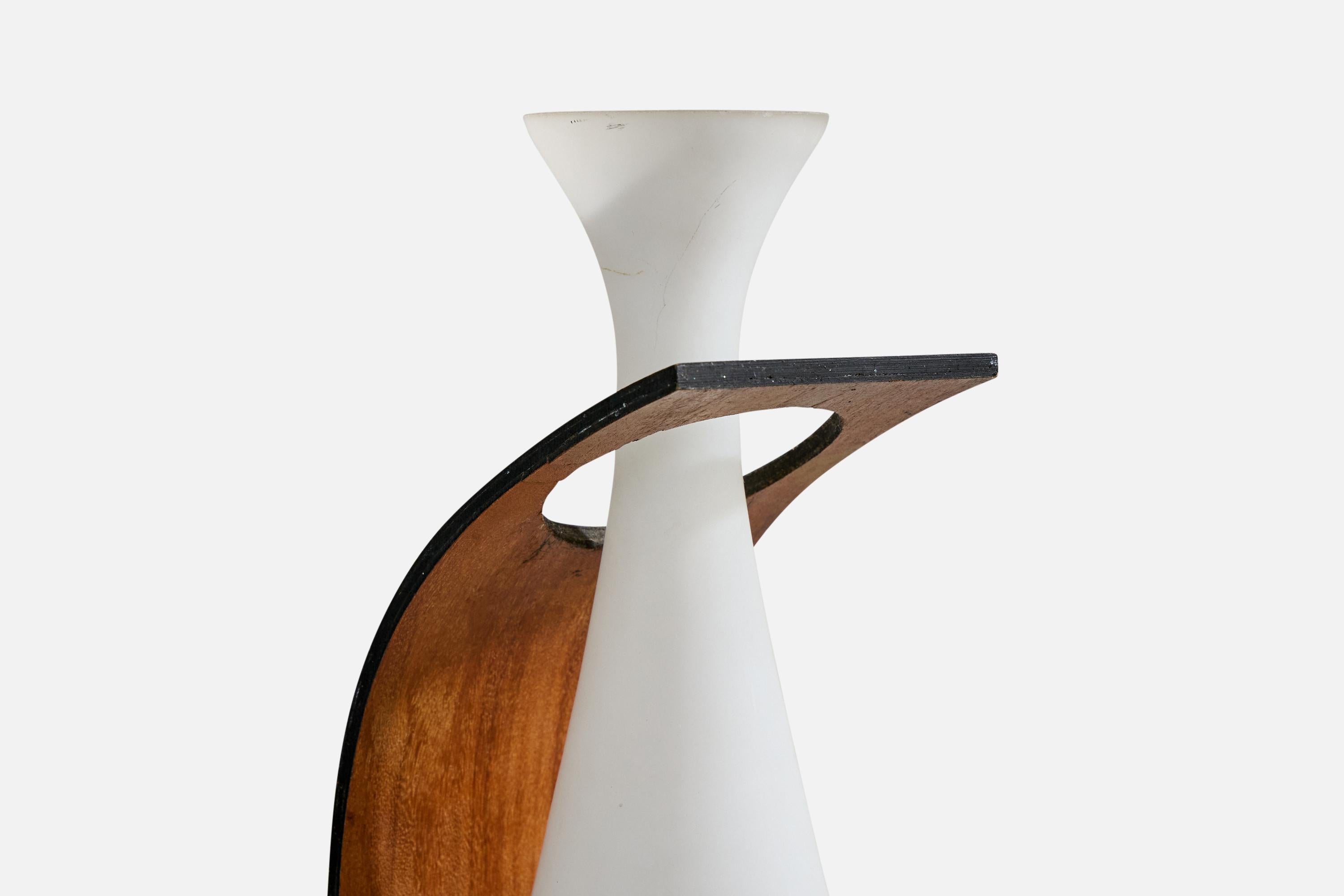 Designer italien, appliques, métal, laiton, teck, verre, Italie, années 1950 en vente 3