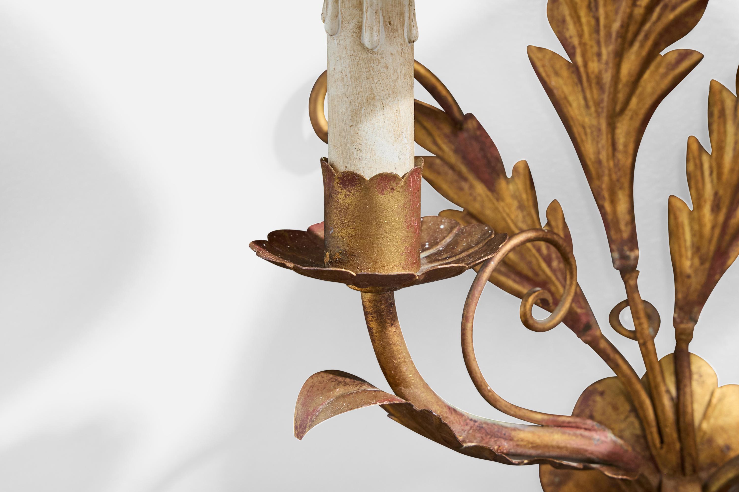 Italian Designer, Wall Lights, Metal, Fabric, Italy, 1940s For Sale 6