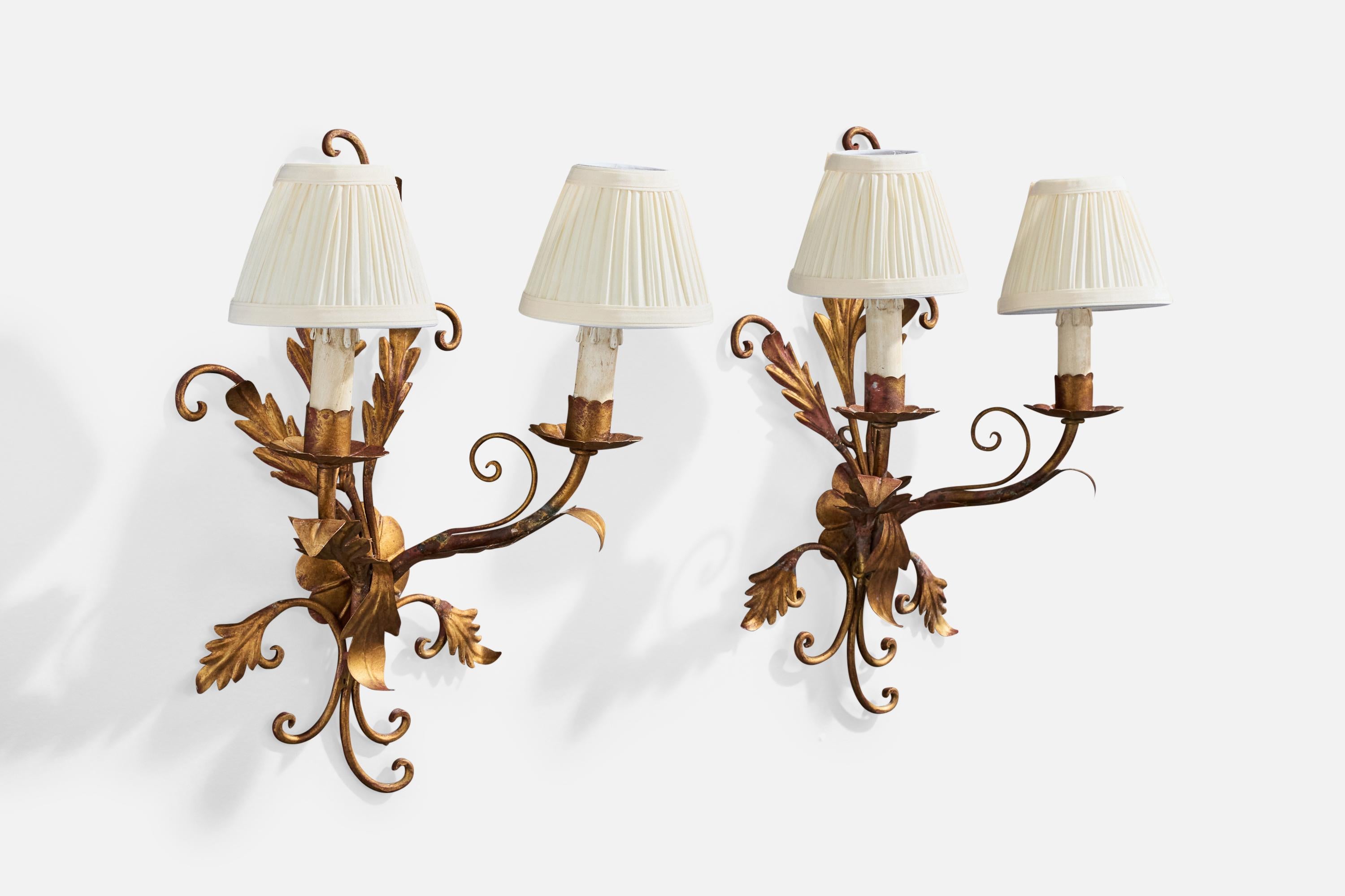 Diseñador italiano, Apliques, Metal, Tela, Italia, Década de 1940 Italiano en venta