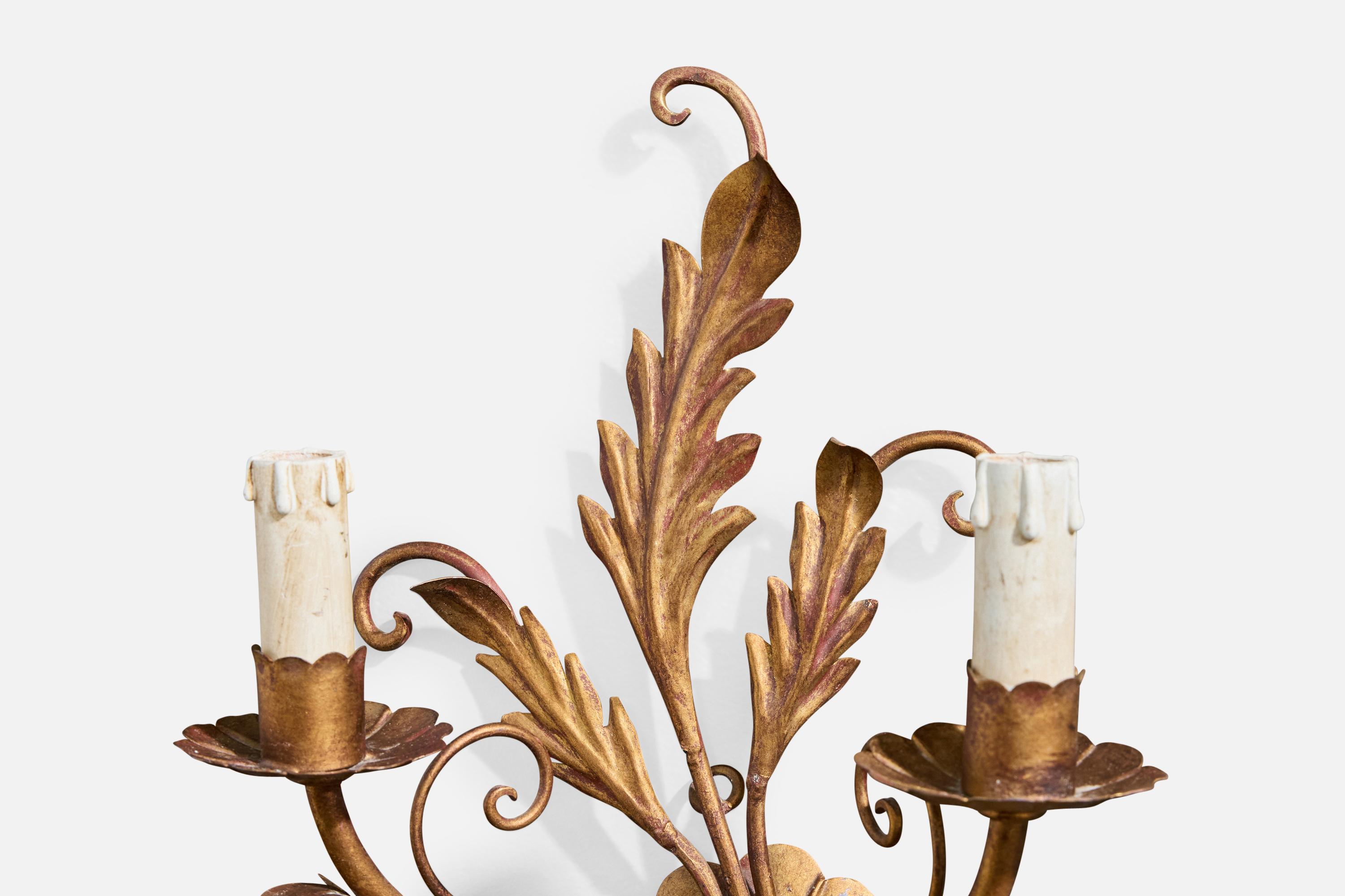 Diseñador italiano, Apliques, Metal, Tela, Italia, Década de 1940 en Bueno estado para la venta en High Point, NC