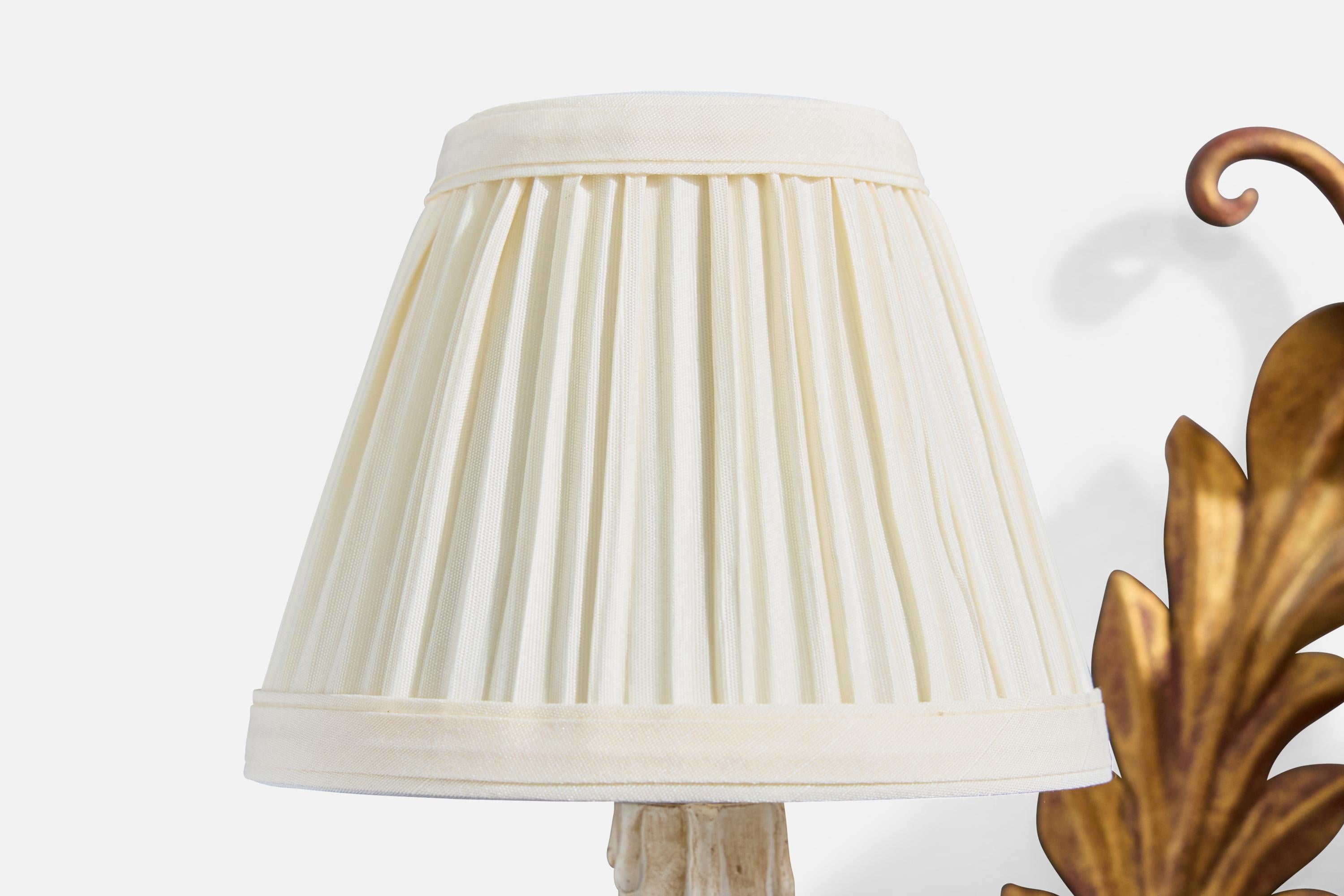 Italian Designer, Wall Lights, Metal, Fabric, Italy, 1940s For Sale 3