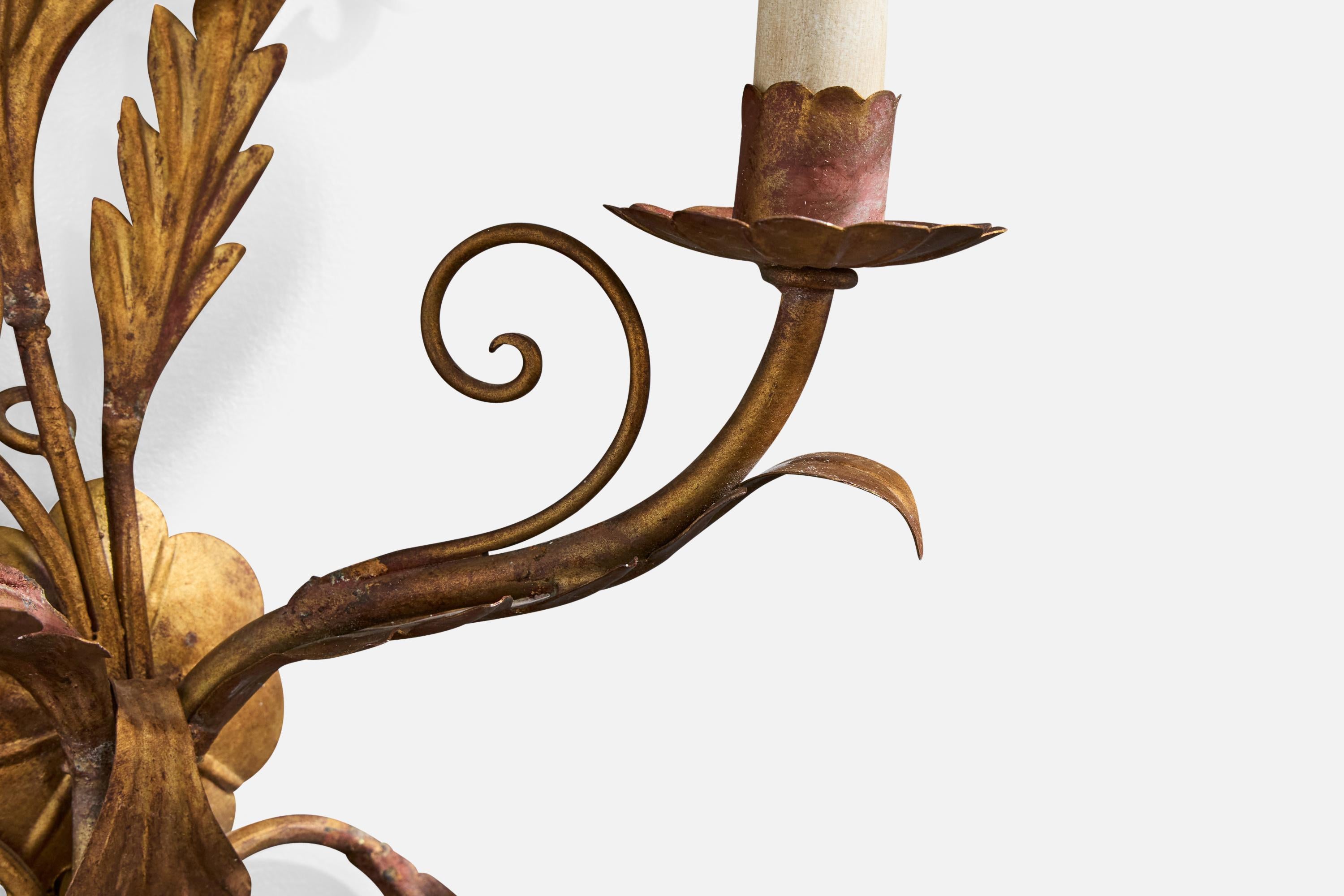 Italian Designer, Wall Lights, Metal, Fabric, Italy, 1940s For Sale 5