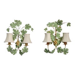Italian Designer, Wall Lights, Metal, Fabric, Italy, 1970s
