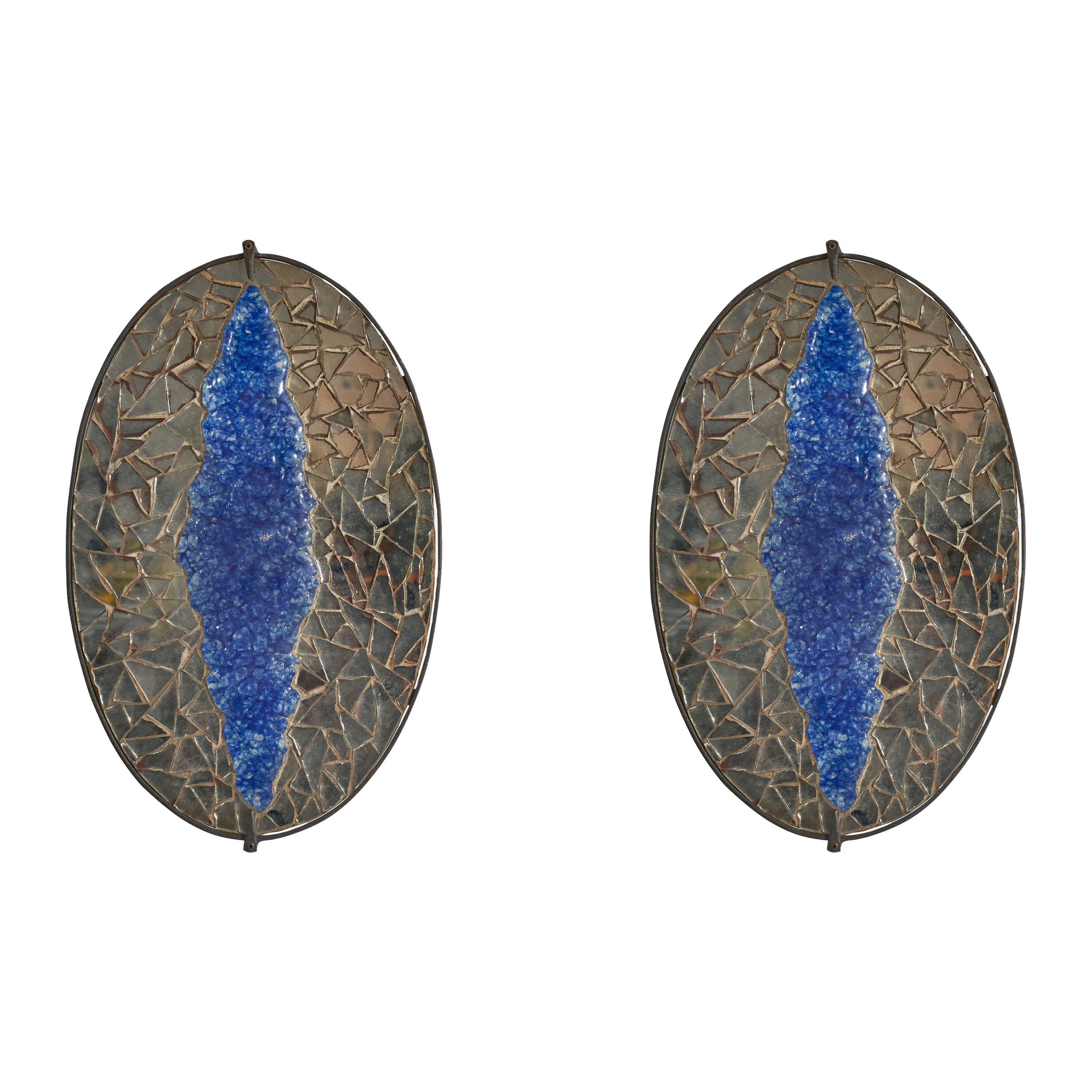 Italian Designer, Wall Lights, Murano Glass, Iron, Italy, 1930s For Sale