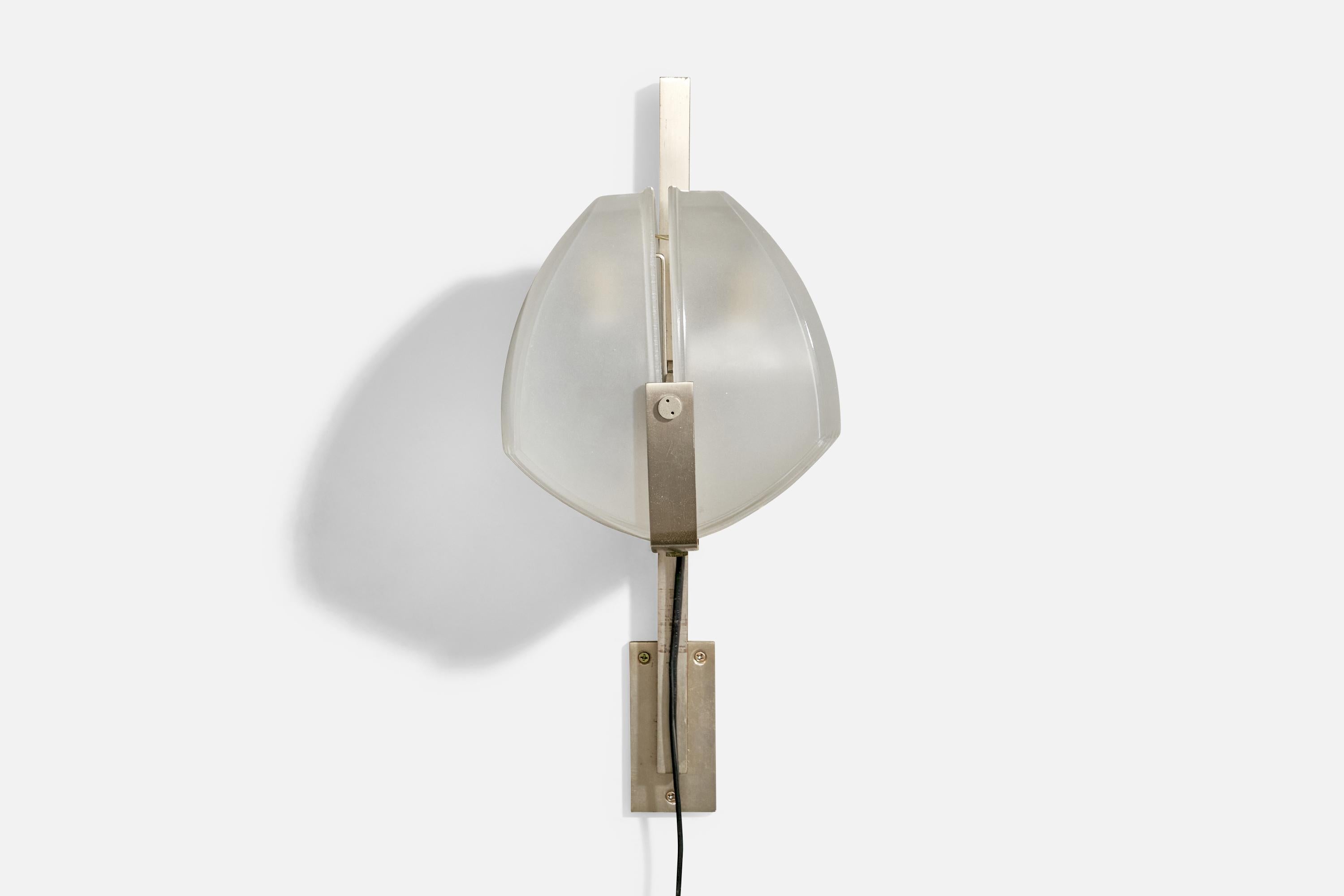 Italienischer Designer, Wandleuchten, Stahl, Glas, Italien, 1960er Jahre im Angebot 5