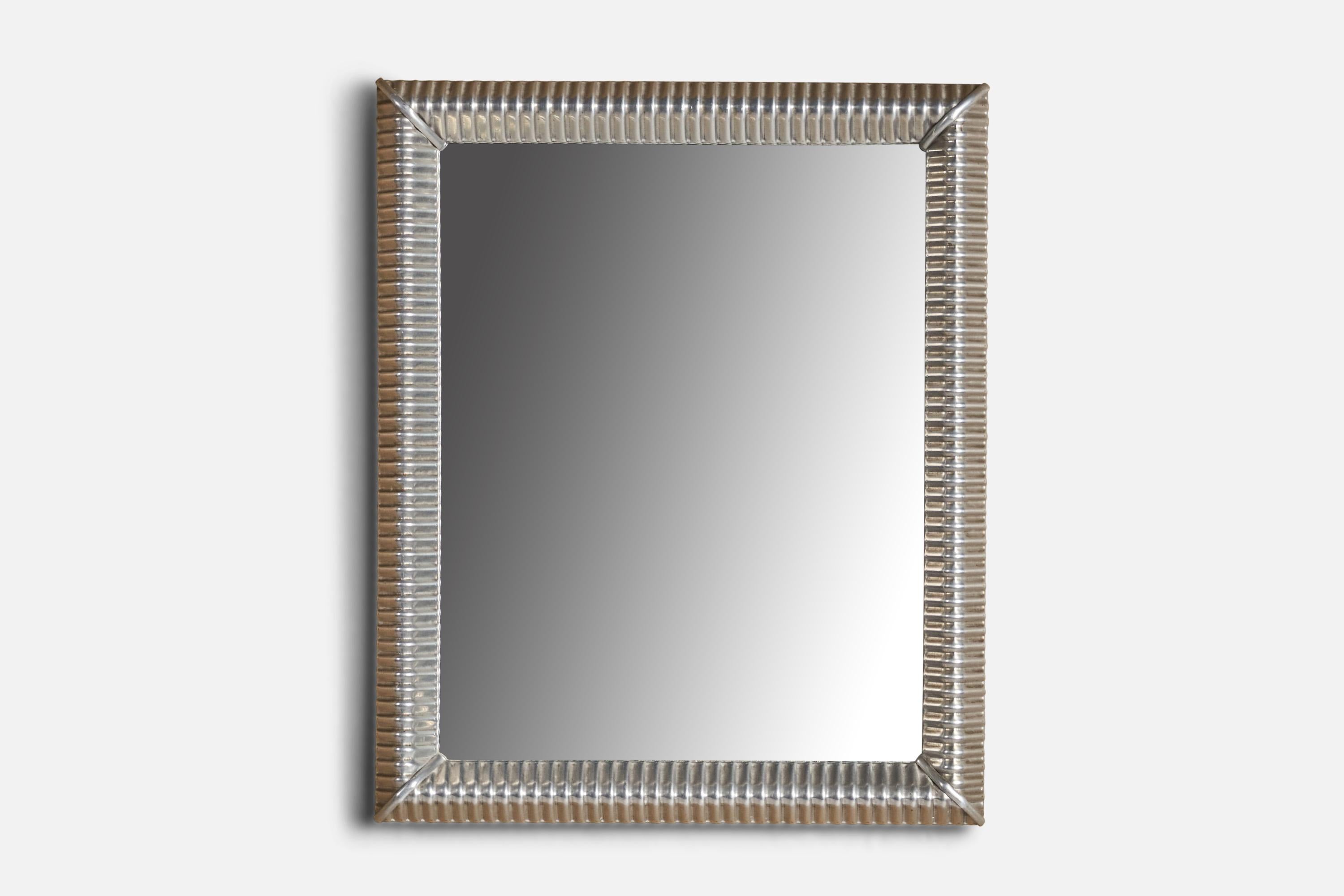 An aluminium wall mirror designed and produced in Italy, c. 1940s.