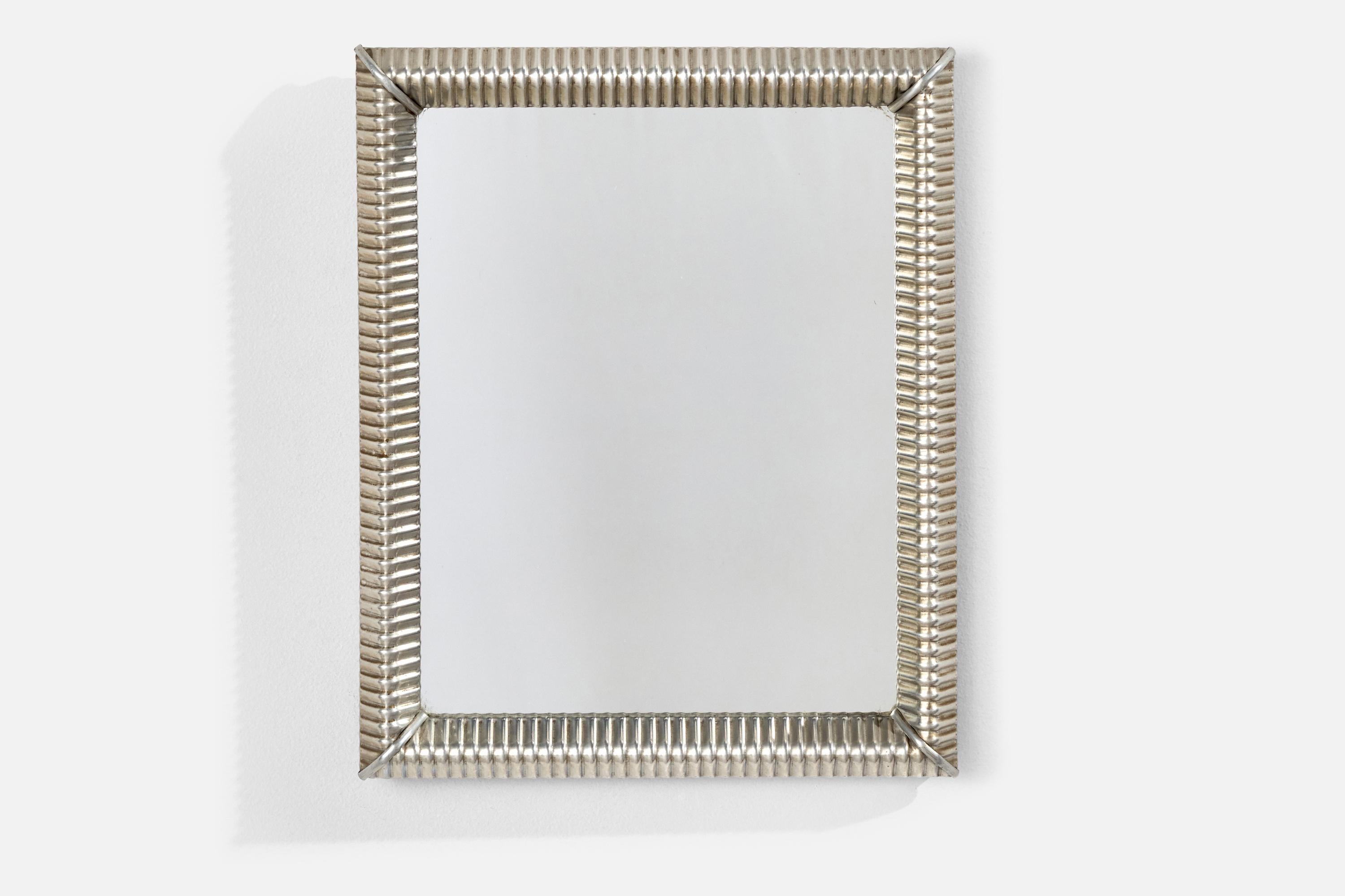 An aluminium wall mirror designed and produced in Italy, c. 1940s.