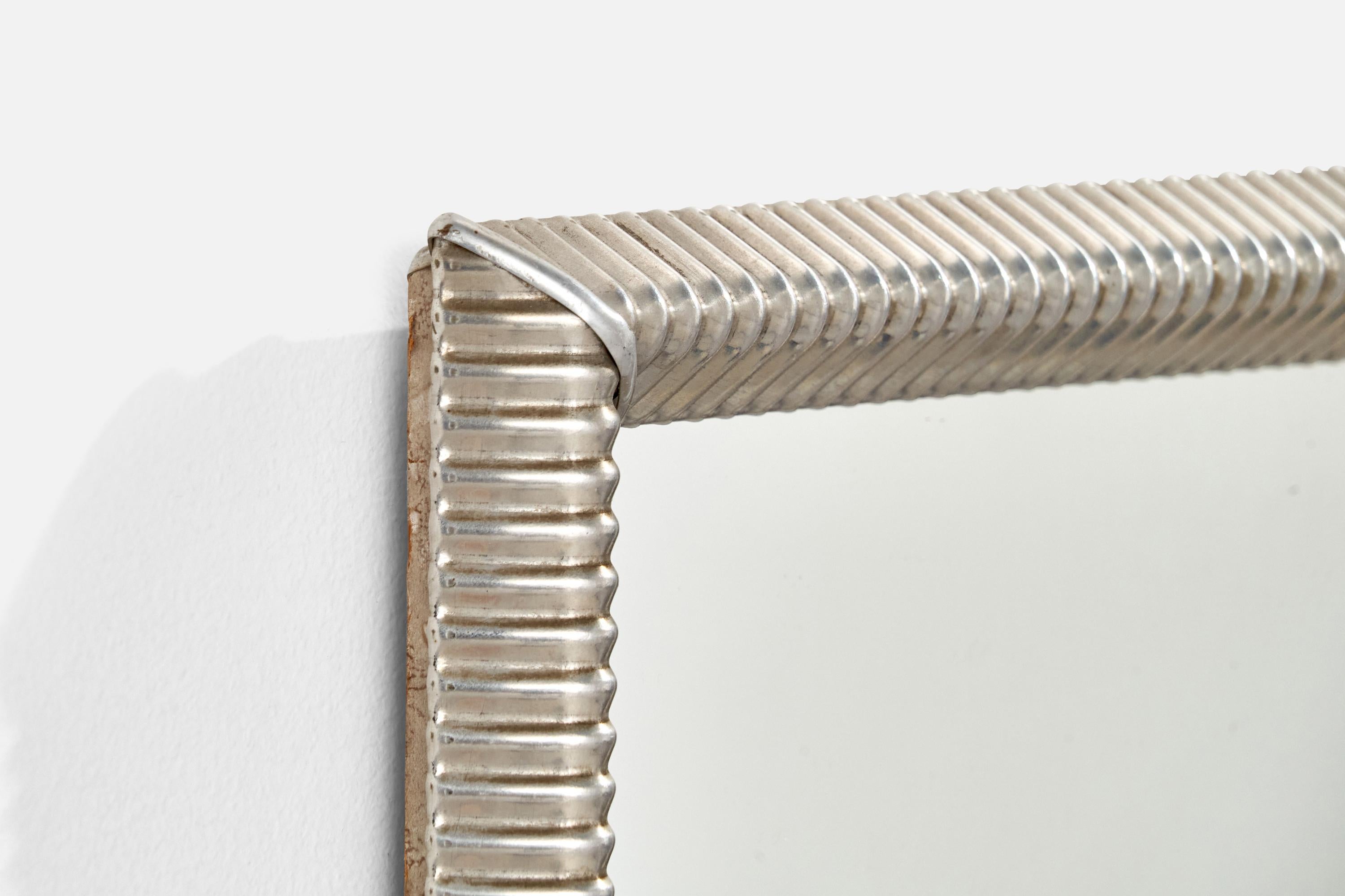 Mid-20th Century Italian Designer, Wall Mirror, Aluminium, Italy, 1940s