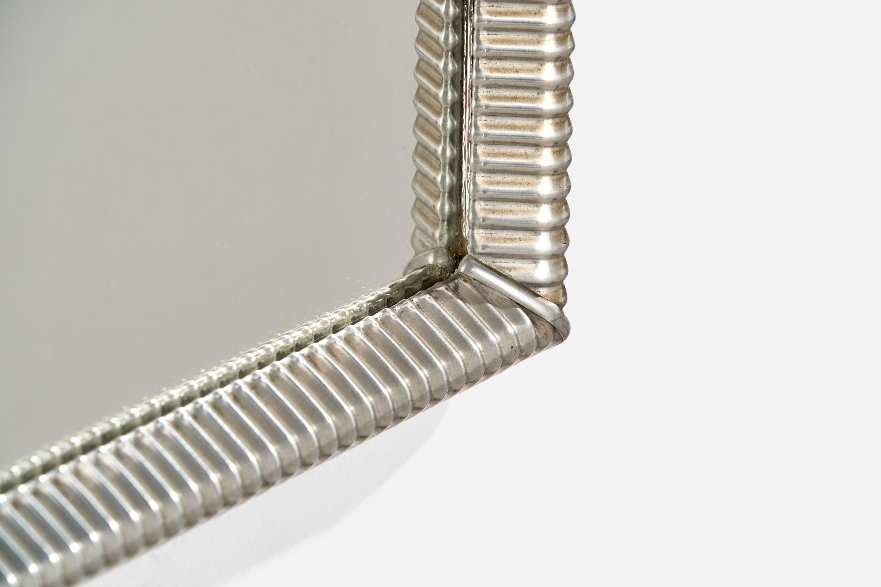 Italian Designer, Wall Mirror, Aluminium, Italy, 1940s 2