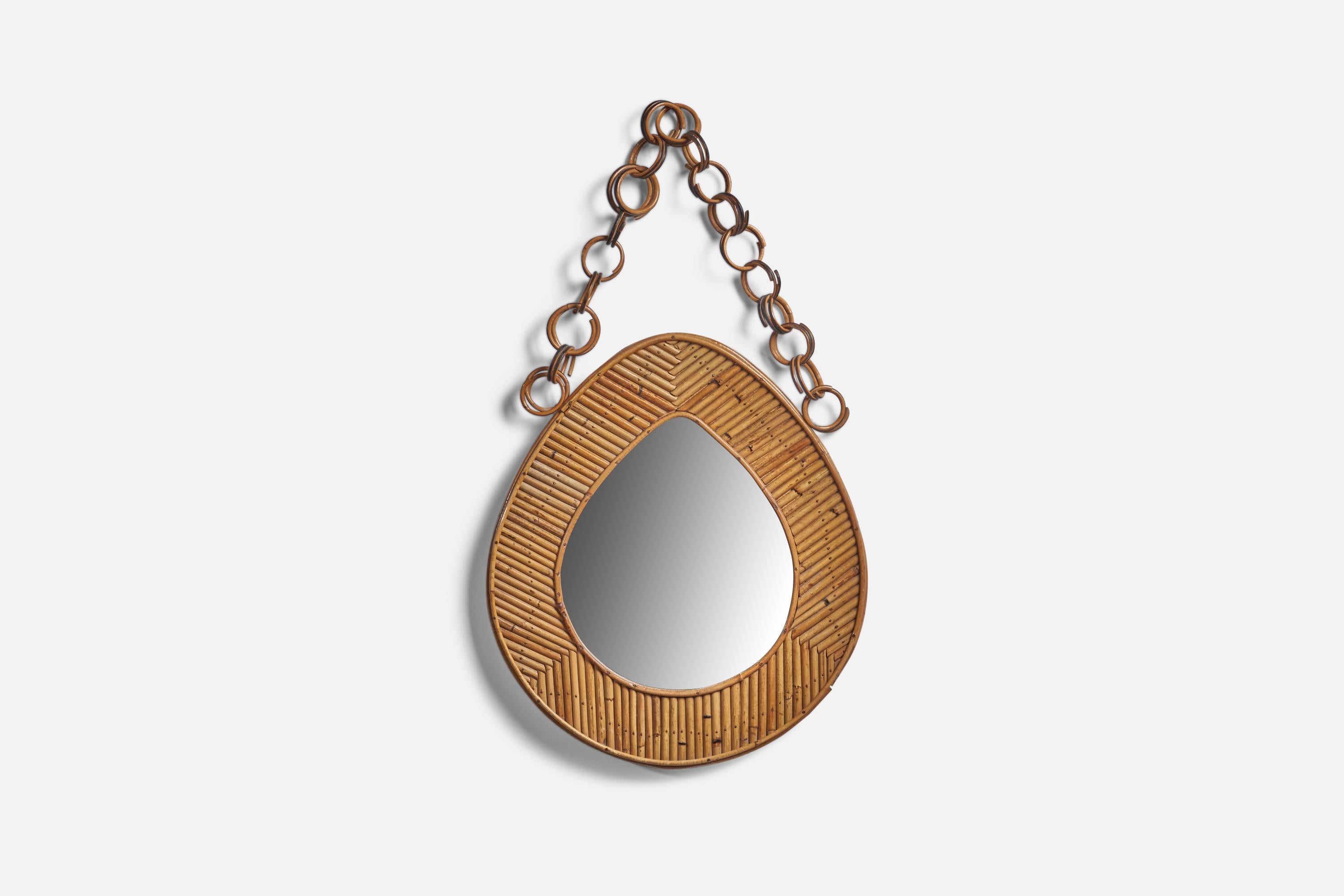 A bamboo wall mirror designed and produced in Italy c. 1950s.
Chain adds 9