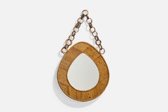 Italian Designer, Wall Mirror, Bamboo, Italy, 1950s