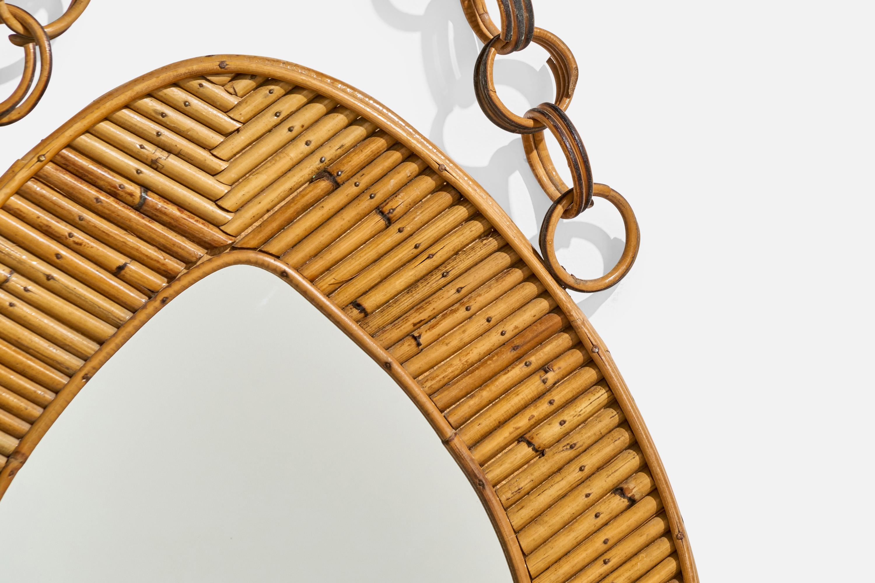 Specchio da parete di design italiano, Bambù, Italia, anni '50 in vendita 1
