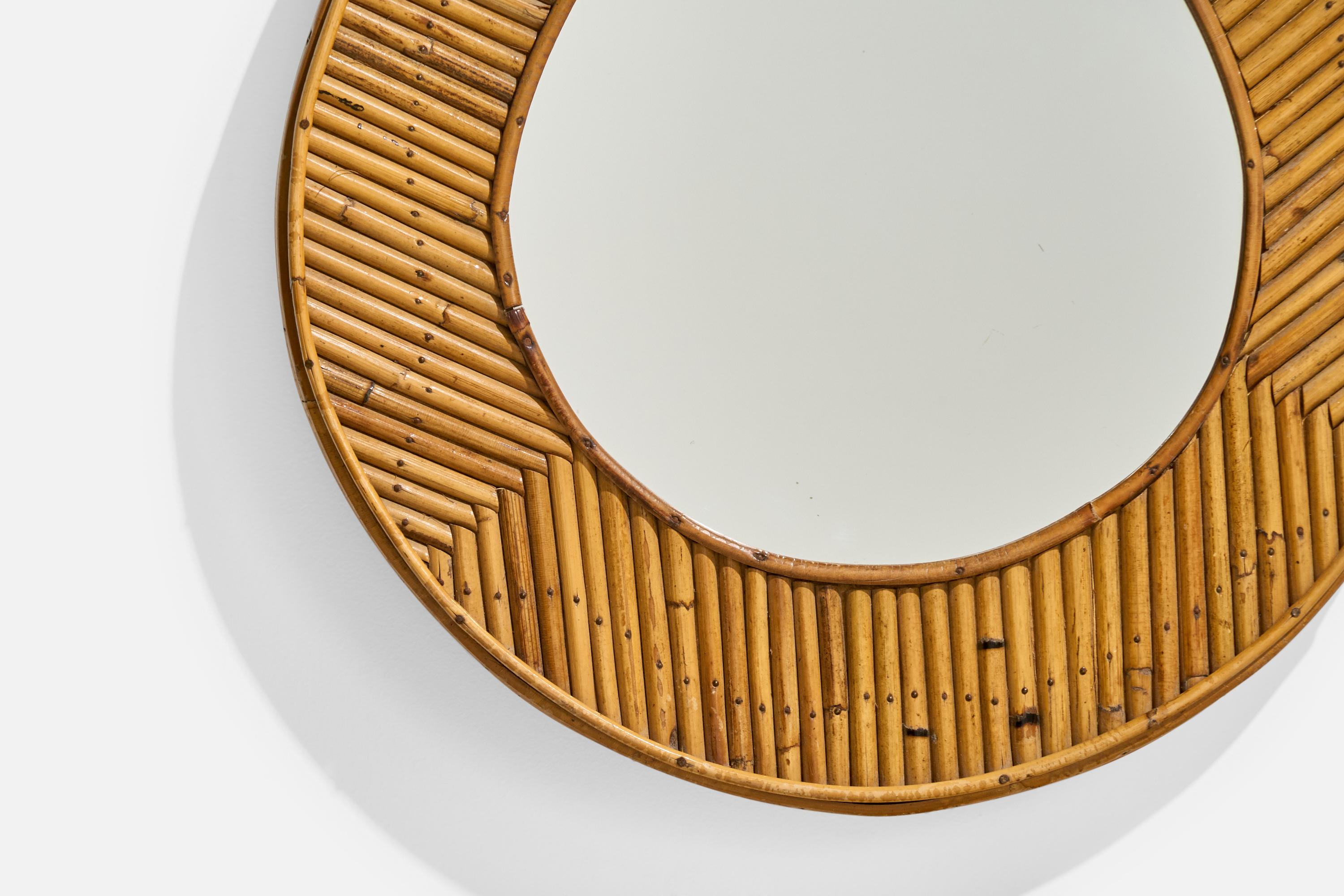 Specchio da parete di design italiano, Bambù, Italia, anni '50 in vendita 2