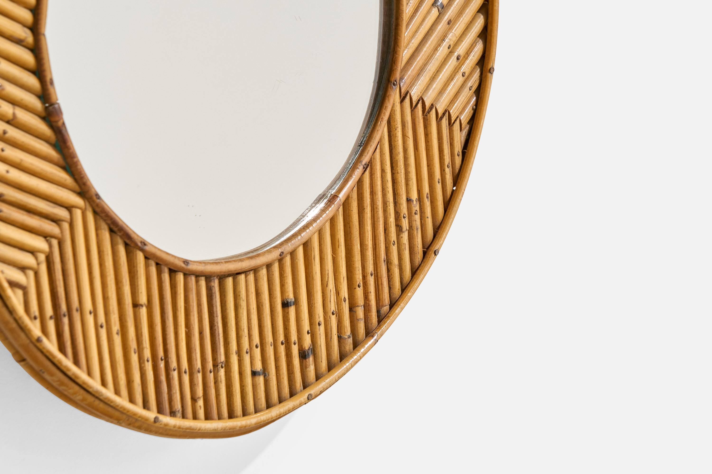 Specchio da parete di design italiano, Bambù, Italia, anni '50 in vendita 3