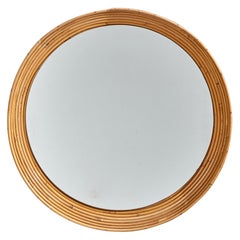 Italian Designer, Wall Mirror, Bamboo, Italy, 1950s