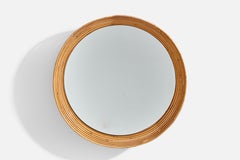 Italian Designer, Wall Mirror, Bamboo, Italy, 1950s