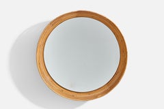 Italian Designer, Wall Mirror, Bamboo, Italy, 1950s