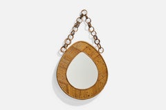 Italian Designer, Wall Mirror, Bamboo, Italy, 1950s