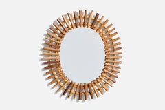 Italian Designer, Wall Mirror, Bamboo, Italy, 1960s