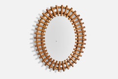 Italian Designer, Wall Mirror, Bamboo, Italy, 1960s