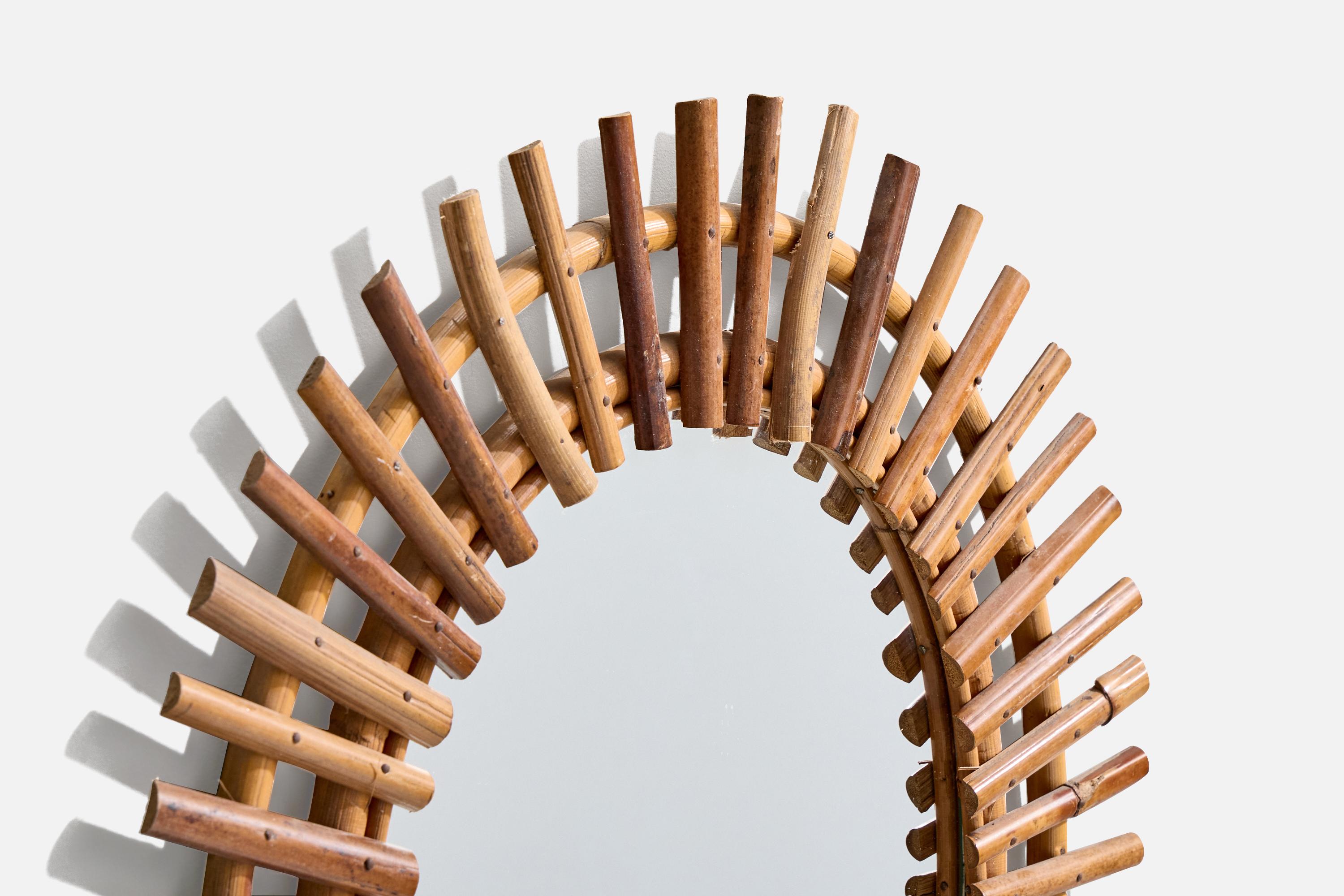 Italian Designer, Wall Mirror, Bamboo, Italy, 1960s In Good Condition For Sale In High Point, NC