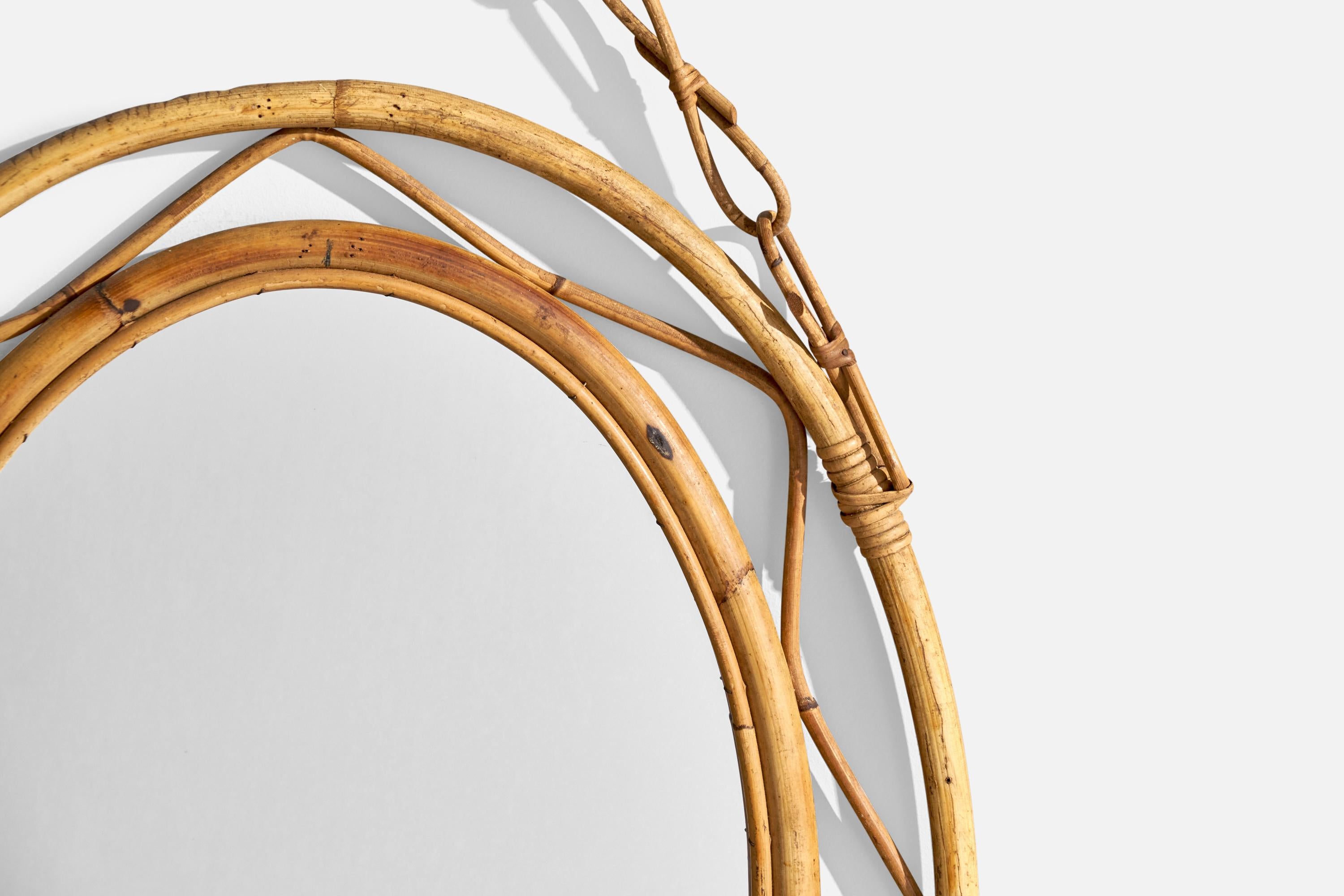 Italian Designer, Wall Mirror, Bamboo, Italy, 1960s In Good Condition For Sale In High Point, NC